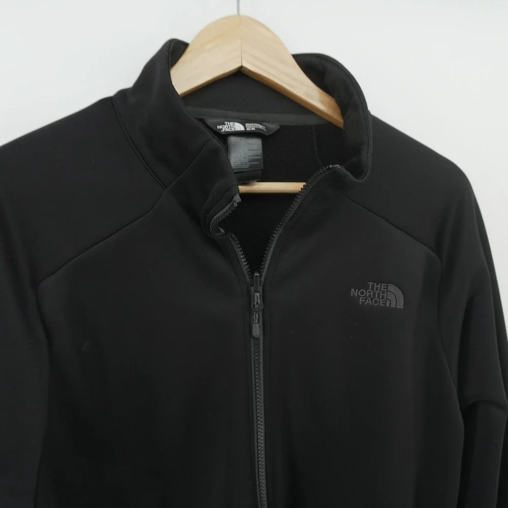 The North Face Softshell Jacket Men Medium Black Full Zip Fleece Lined Thumbhole